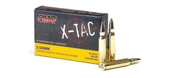 PMC Ammunition X-TAC, 5.56x45mm NATO, 55 grain, Full Metal Jacket, Brass, Centerfire Rifle Ammo, 20, 556X