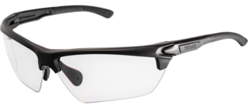 TRYBE Tactical Universal Fit Safety Glasses, Adjustable Wire Core Temples and Nose Piece, Clear Lens, Black, UFSG-CL