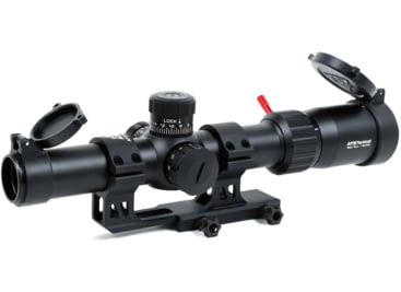 AT3 Tactical Red Tail LPVO 1-6x24 LPVO Rifle Scope with Mount 30mm SFP, Black, Illuminated BDC Reticle, MOA, with 30mm Cantilever Mount and Throw Lever, AT3-RT-1-6X24