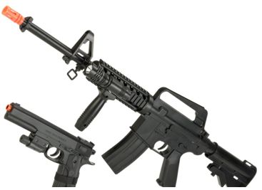 Colt Licensed M4 A1 RIS Spring Powered and 1911 Spring Pistol On Duty Kit, Black, Large, 180785