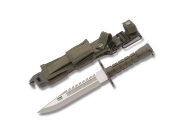 Smith &amp; Wesson 8in Special Ops M-9 Bayonet Special Forces, Green Polymer Scabbard - SW3G